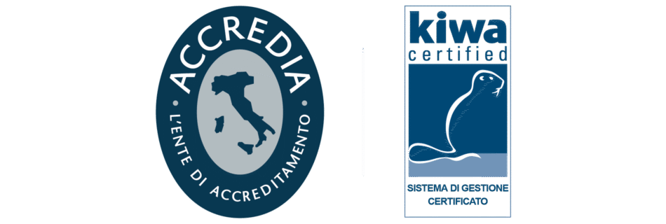Loghi delle certificazioni kiwi e accredia sistema di gestione certificato